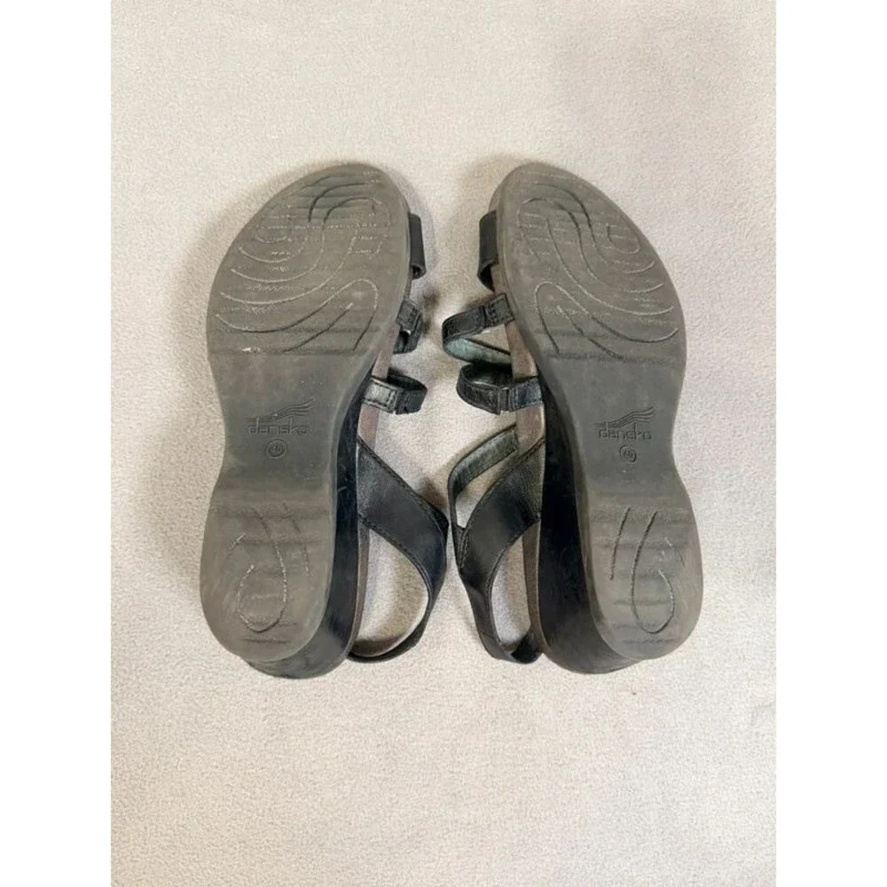 Dansko Women’s Black Leather Strappy Sandals- Size 40